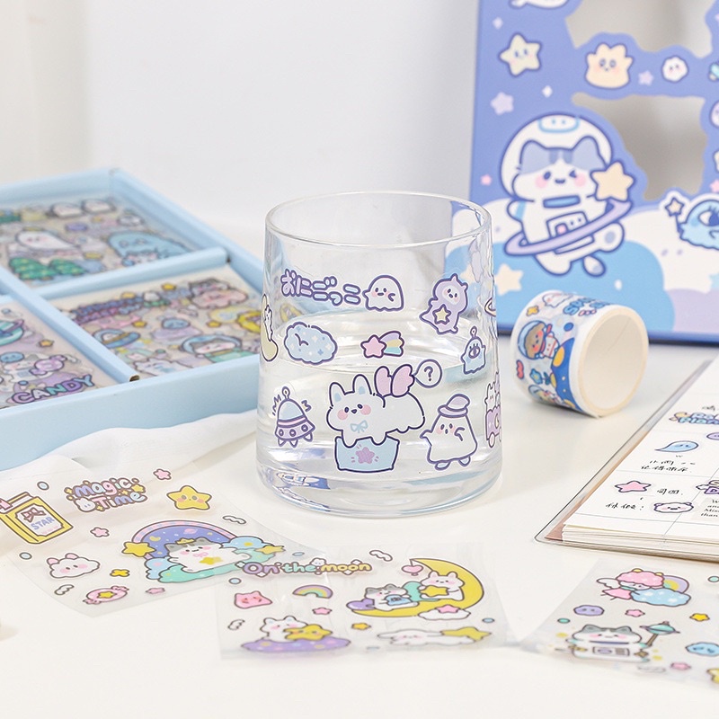 Sticker cute/Set 10 tấm hình dán Universe Kindergarten trang trí sổ planner bullet journal Hàn Quốc Tẻn Tẻn