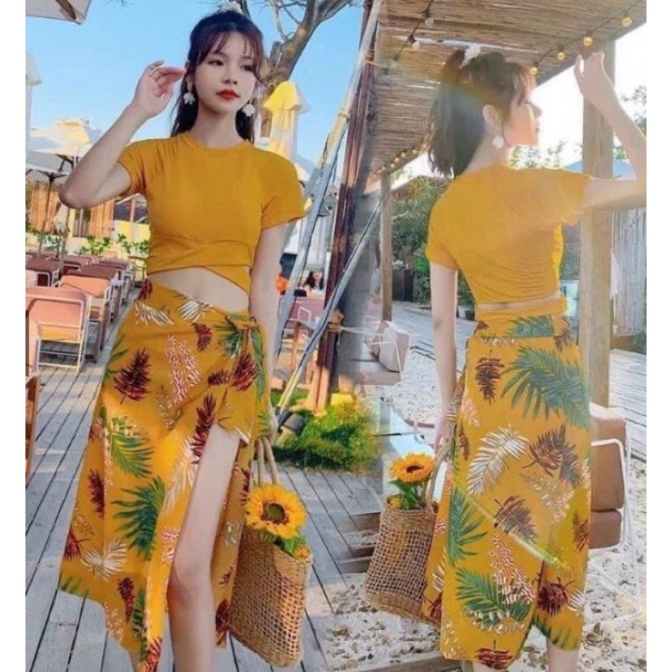 Bộ áo tắm 2 mảnh kèm khăn sang chảnh