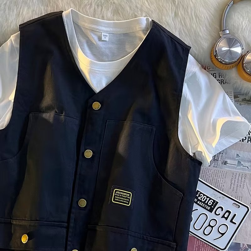 Áo Khoác Ghi Lê Cotton Nhiều Túi Thời Trang Cho Nam