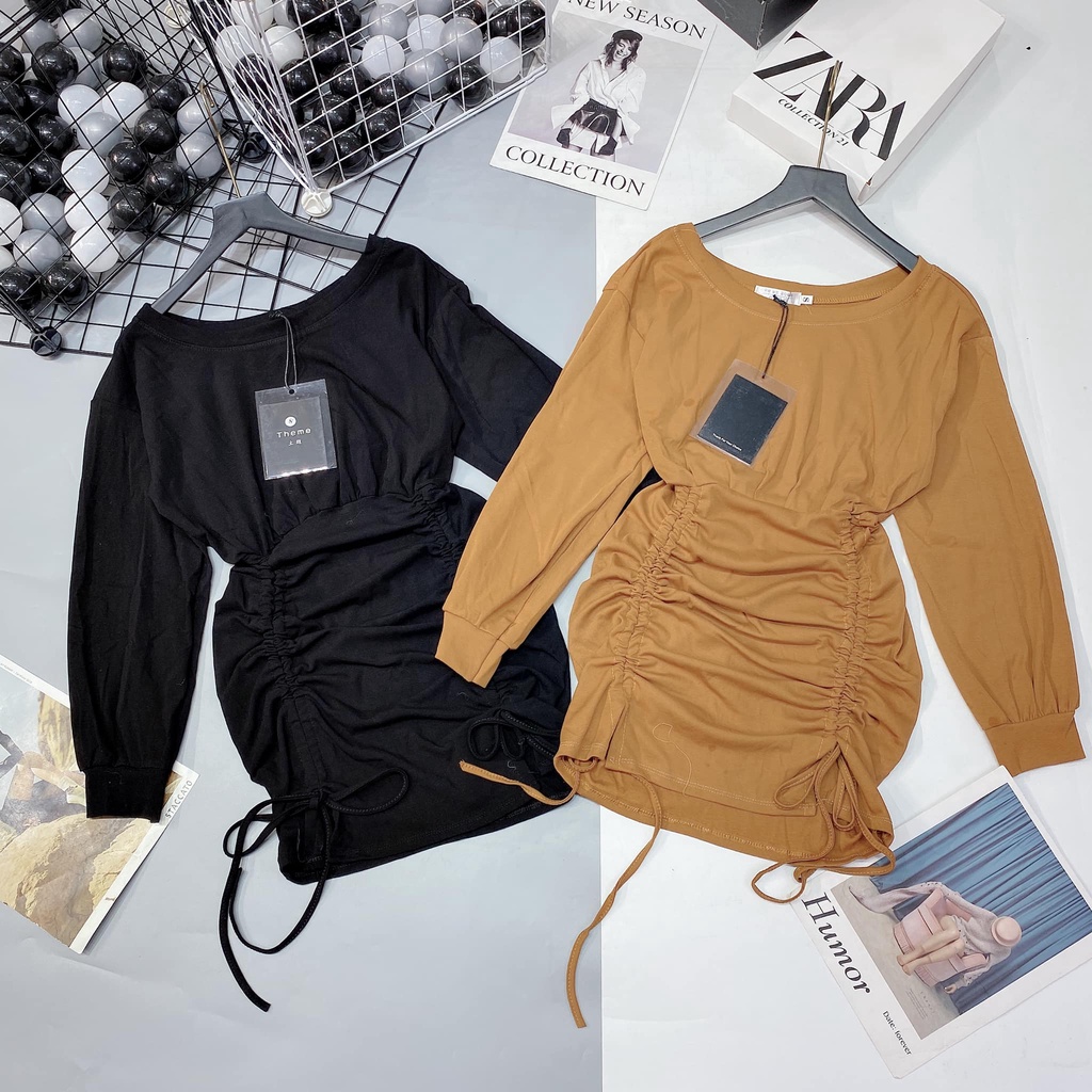 VÁy trễ vai rút 2 bên hông xinh 963(kèm ảnh thật,video) | BigBuy360 - bigbuy360.vn