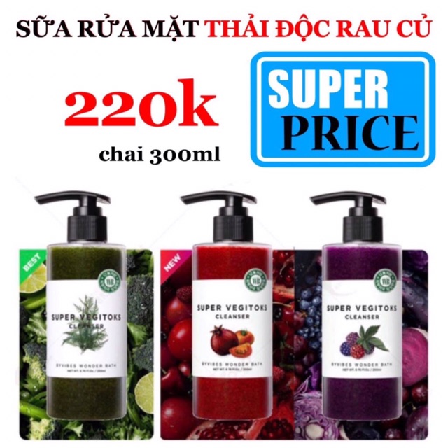 Sữa Rửa Mặt Sủi Bọt Khí "3 in 1" Tẩy Trang - Rửa Mặt - Thải Độc Tố Bivybes Wonder Bath Super Vegitoks Clean loại cà chua