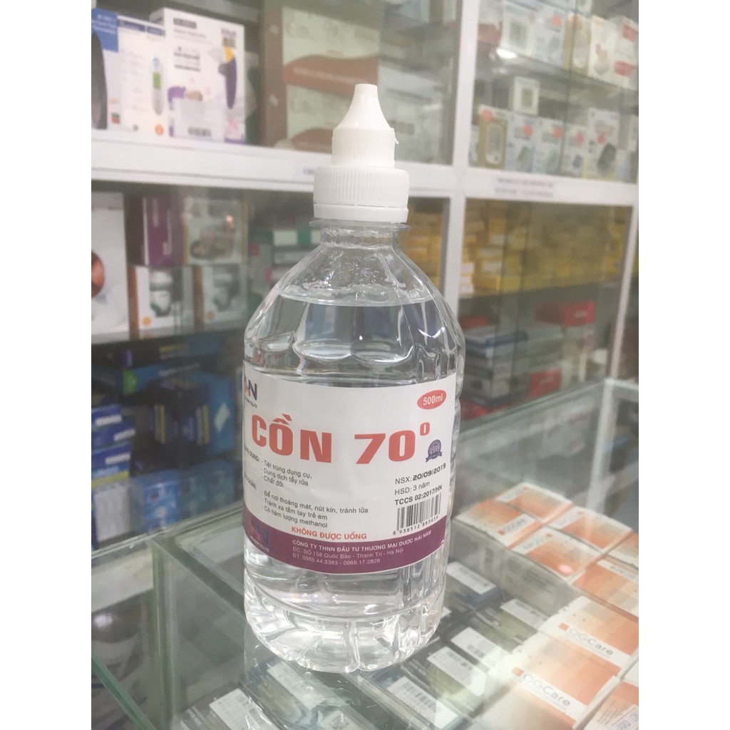 CỒN 70 ĐỘ, SÁT KHUẨN NGOÀI DA VÀ RỬA TAY 500ml