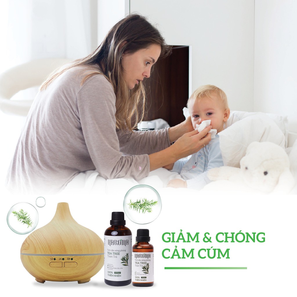 Tinh Dầu Xông Phòng Tràm Trà Nguyên Chất Giúp Đuổi Muỗi, Thanh Lọc Không Khí, Giảm Stress KAROMA 50ml - 100ml (Chai)