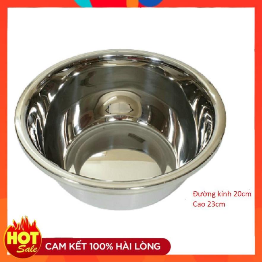 Thau chậu sâu lòng inox su 304 siêu dày nhiều size 18-20-22- 24-26-30-32-34-36-38-40cm,bát trộn bột inox