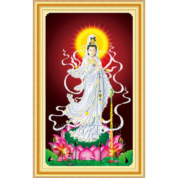 Tranh Thêu Chữ Thập 3D Quan Âm Bồ Tát A803 (KHÁCHH TỰ THÊU) kt:60X96CM