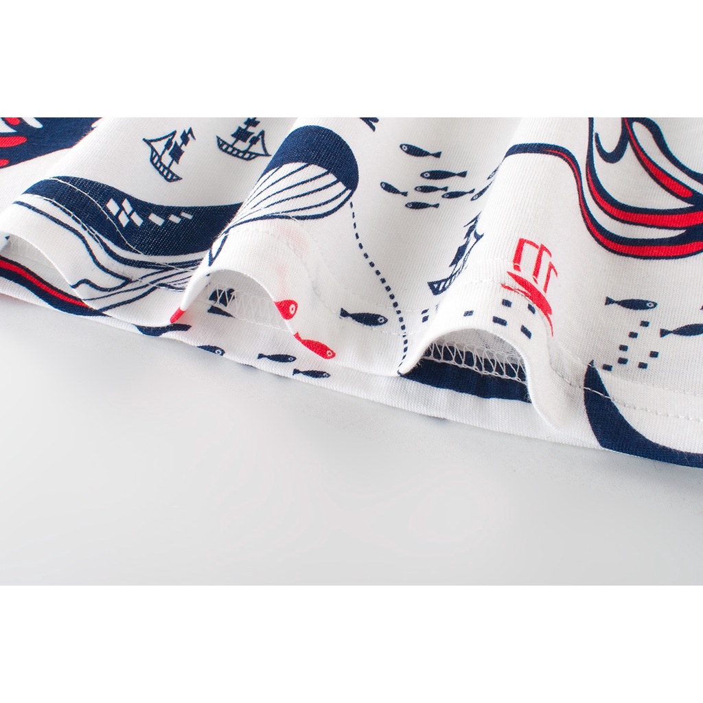 Áo Thun Cotton Tay Ngắn In Cá Mập Hoạt Hình Thời Trang Mùa Hè 3 Màu Dành Cho Trẻ Em