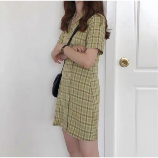 Váy nữ kẻ sọc cổ điển kiểu Pháp mỏng mới
