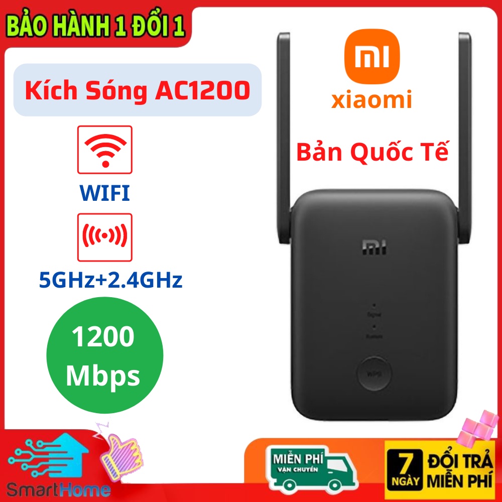 Thiết bị kích sóng Wifi Xiaomi Repeater Dual AC1200 Hỗ Trợ 2 Băng Tần 5Ghz Và 2.4Ghz (Bản Quốc Tế)