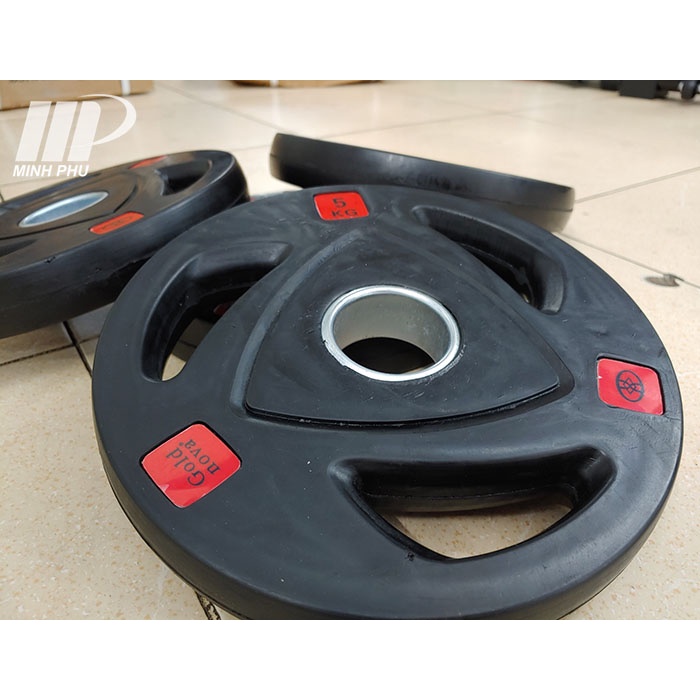 Tạ đĩa bọc cao su Goldnova 5kg ✅ Tạ bánh lỗ phi 50 chuyên dùng cho phòng tập