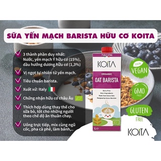 Sữa yến mạch Barista hữu cơ Koita 1L - sữa pha chế