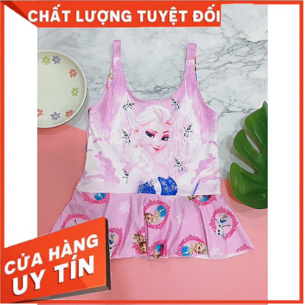 Đồ bơi bé gái 15-40 kg( ảnh thật) - váy bơi bé gái liền thân mẫu công chúa elsa hồng GG004 -MinhTrang