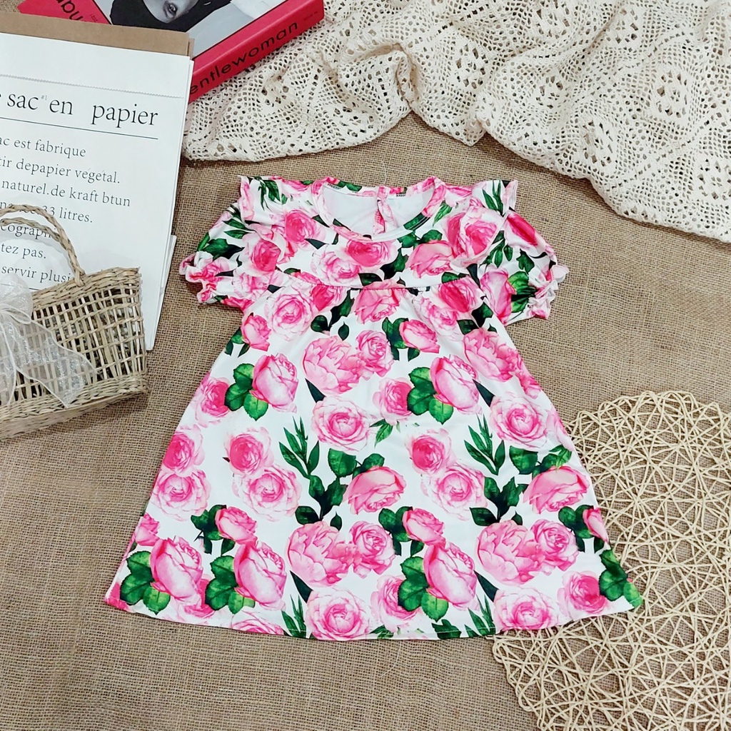 (8-33kg) Váy cho bé Đầm bé gái hoa hồng sang chảnh TTR58 TTN59