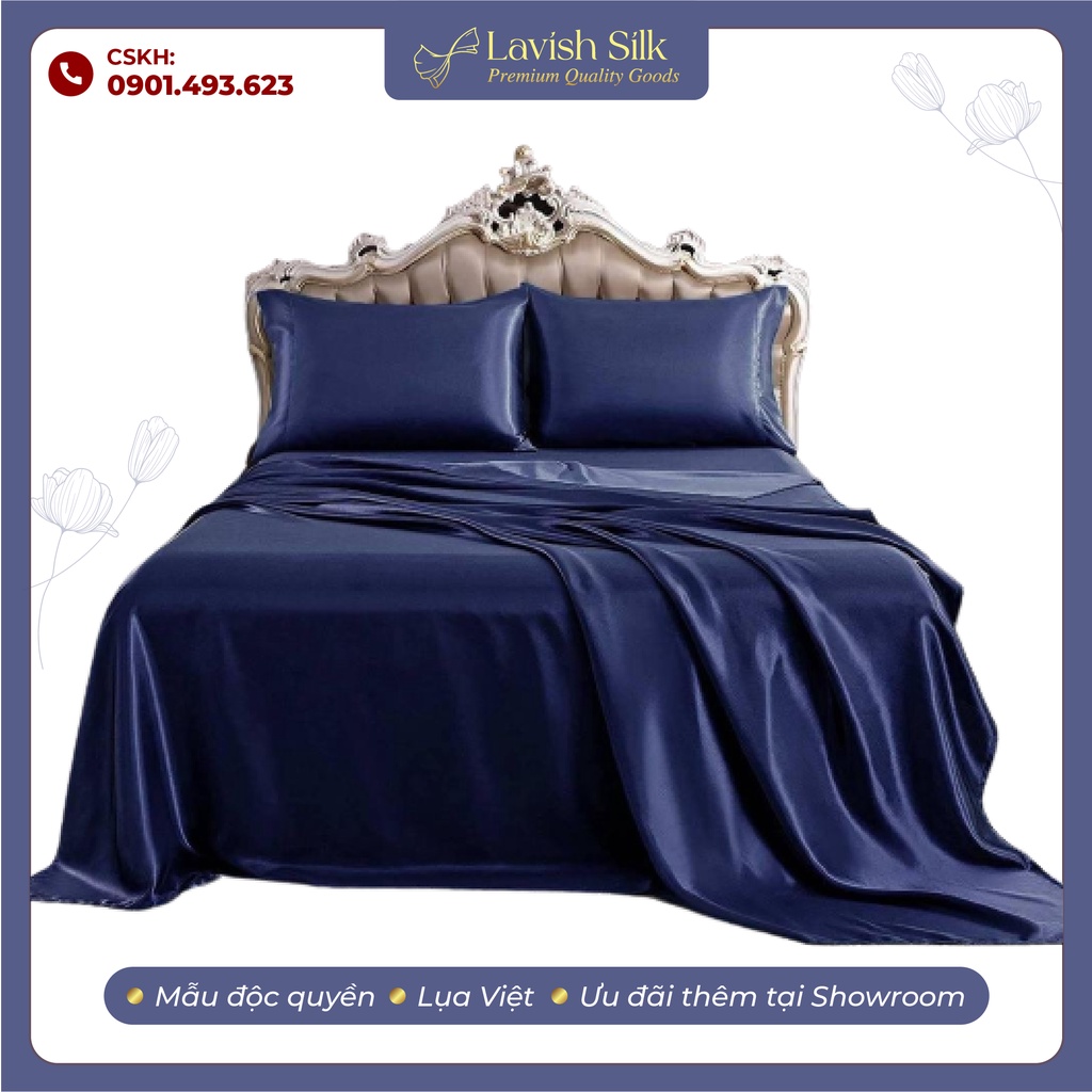XẢ LỖ DUY NHẤT HÔM NAY - Ga Giường Drap Lẻ Phi Lụa Lavish Silk cao cấp LOẠI 1 - Màu Xanh Đen