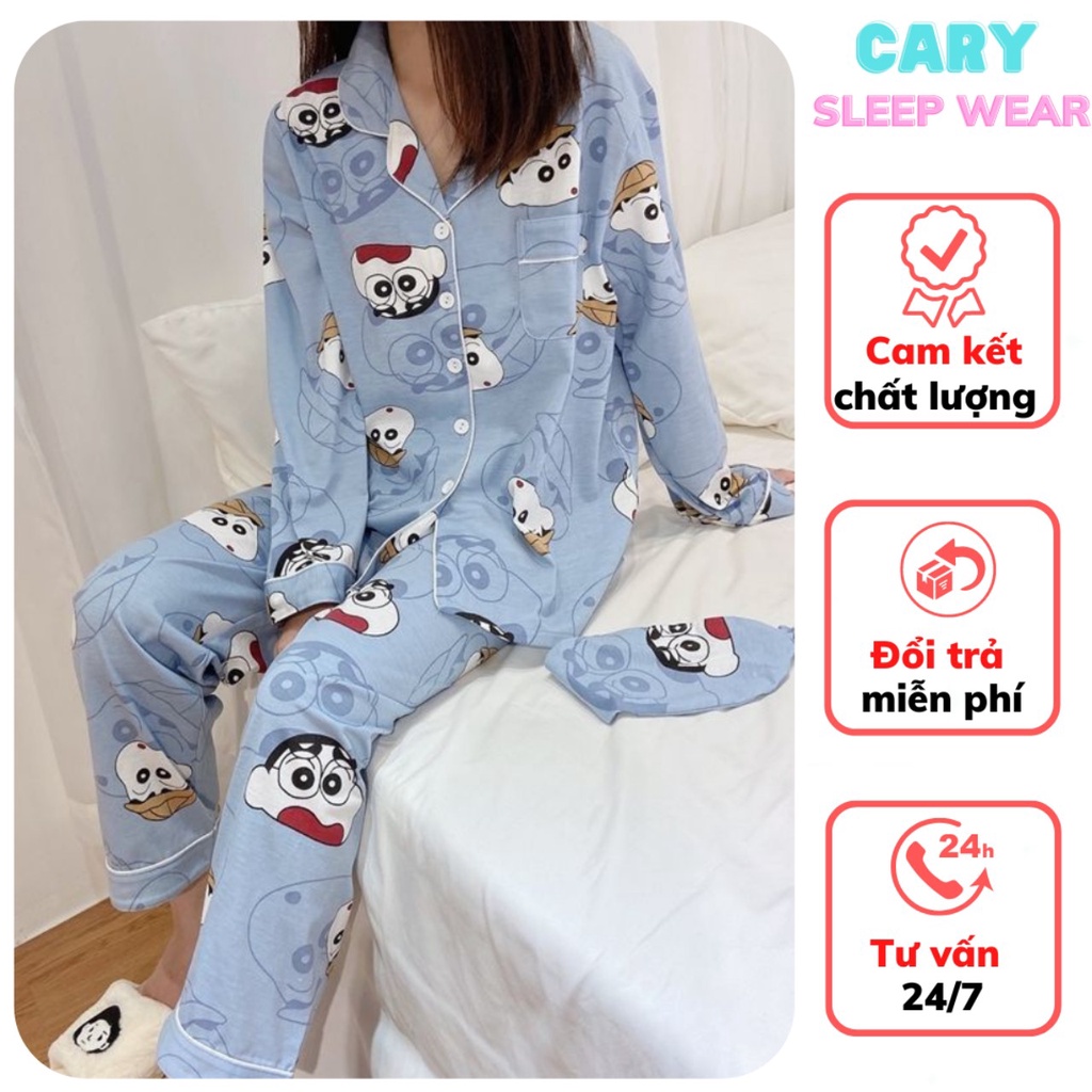 Bộ ngủ dài tay pijama mặc nhà thu đông hoạt hình dễ thương CARY