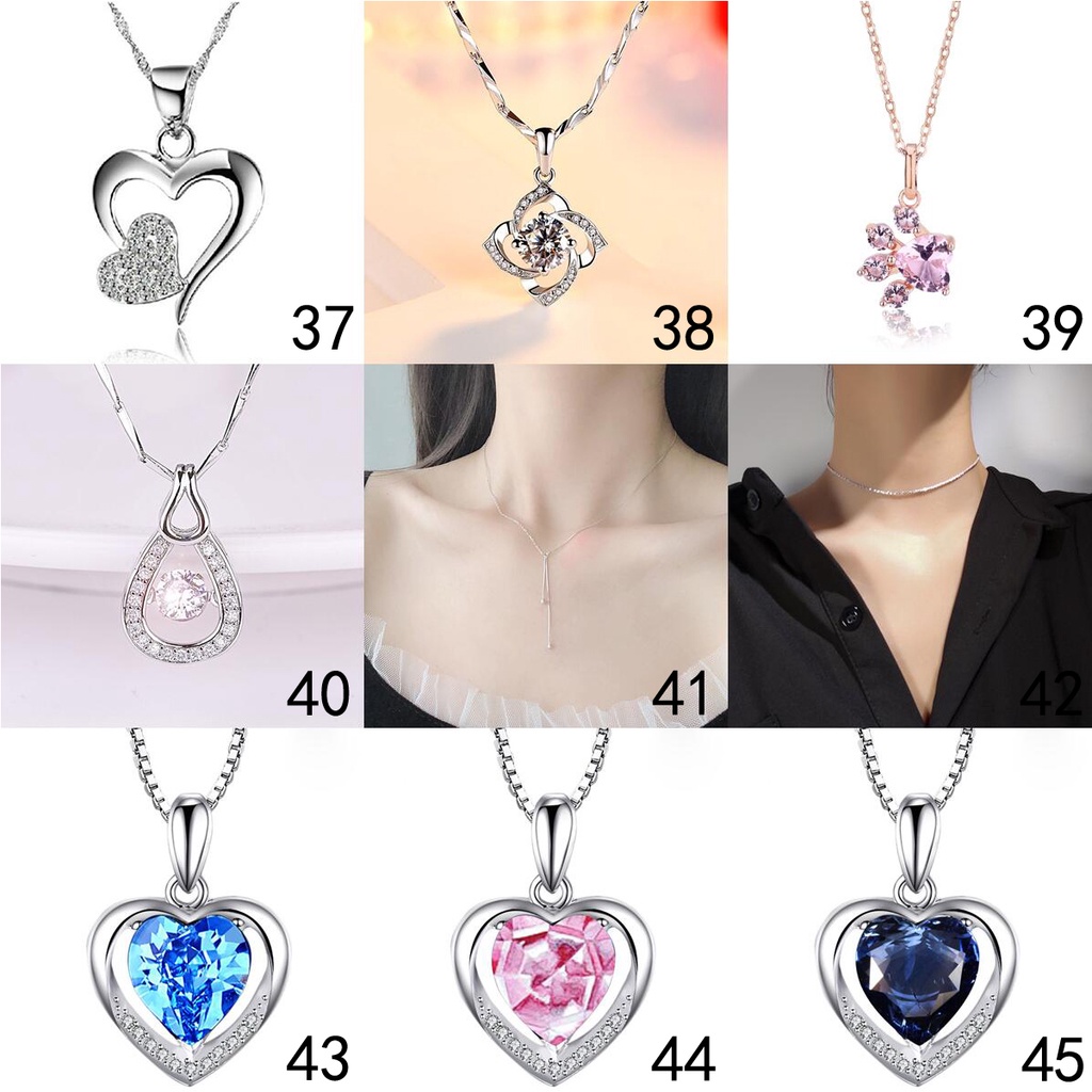 Mặt dây chuyền bạc 925 hình trái tim đính đá pha lê nhân tạo nhiều kiểu dáng thời trang tuỳ chọn cho nam và nữ 004