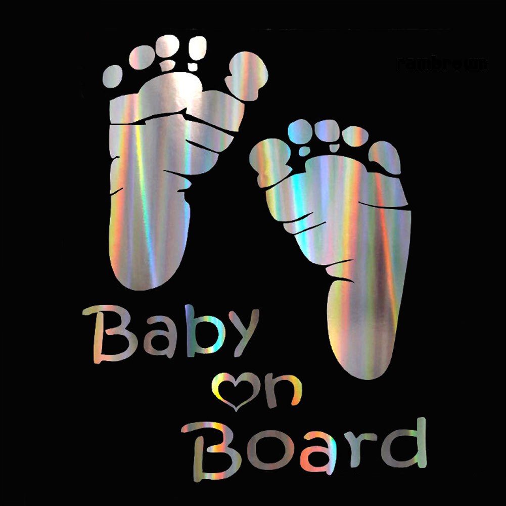 Hình dán cảnh báo Baby In Car phản quang nhiều màu trang trí xe hơi