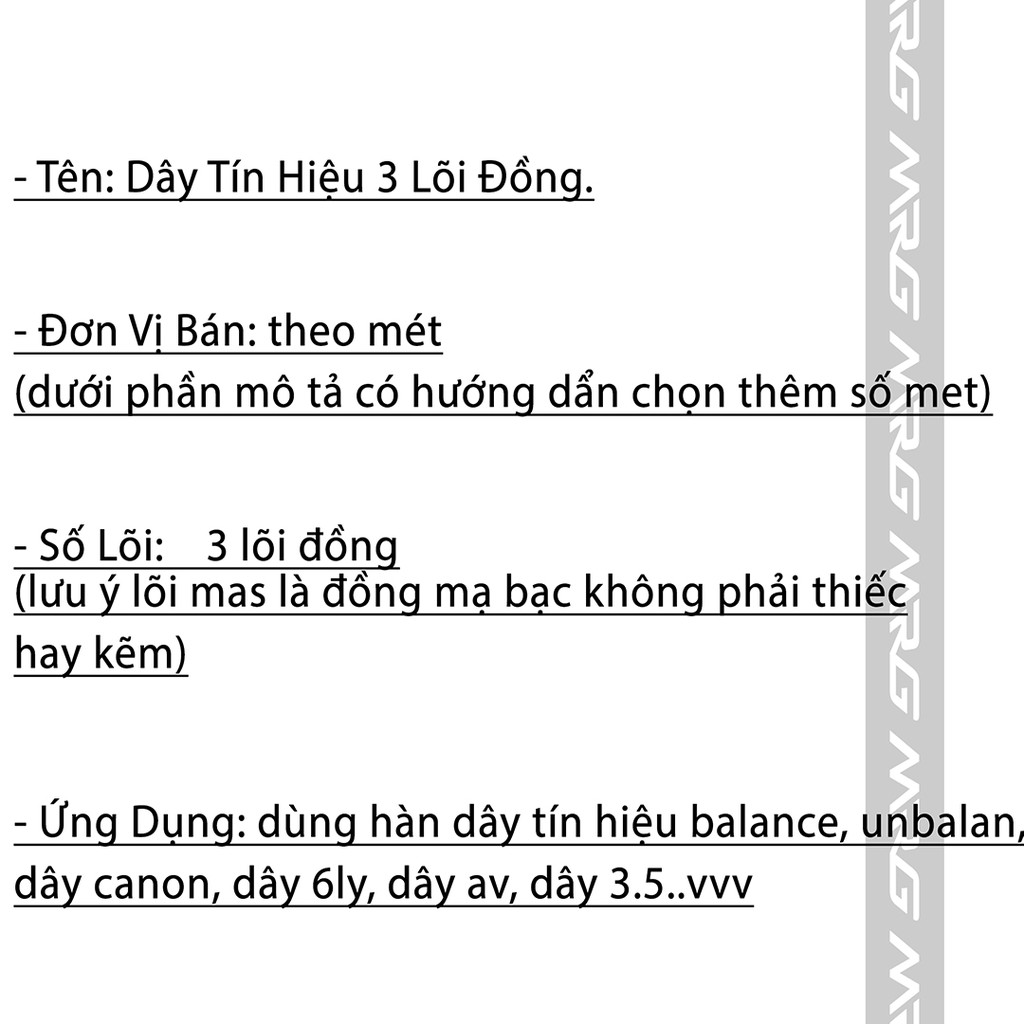 Dây Tín Hiệu Âm Thanh 3 Lõi Đồng - MrG