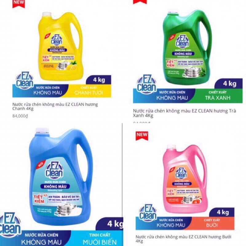 NƯỚC RỬA CHÉN KHÔNG MÀU EZ CLEAN 4LIT