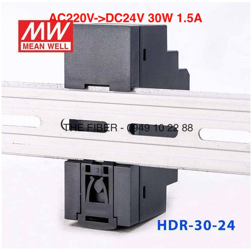 Bộ đổi nguồn điện HDR-30-24 AC220V - DC24V 30W 1.5A gắn thanh RAY - DIN Rail - Hãng Meanwell