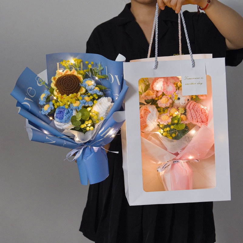 Sản Phẩm Hoàn Thiện Bó Hoa Hướng Dương Đan Len Thủ Công Làm Quà Tặng Sinh Nhật Bạn Gái Tanabata