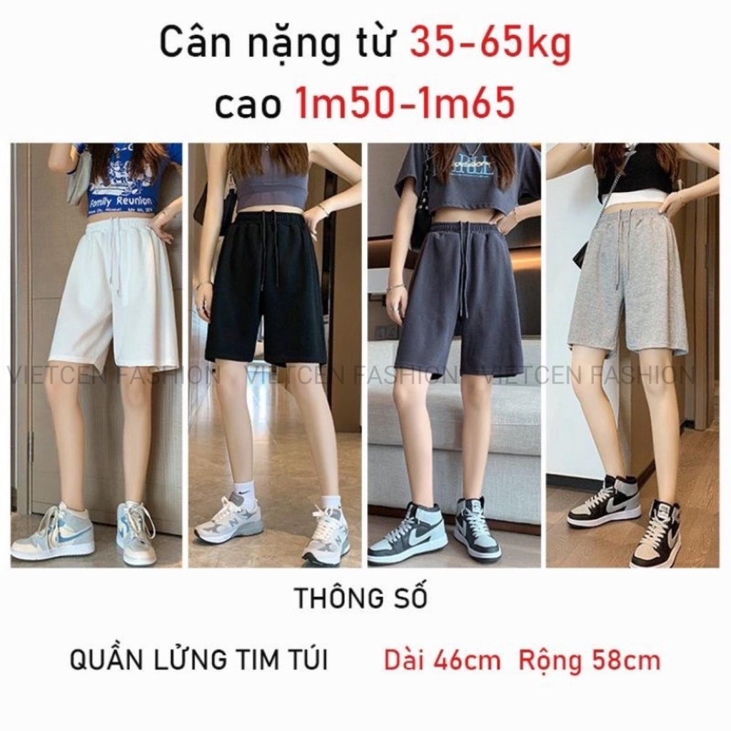 Quần short đùi thêu trái tim ở túi mùa hè dành cho nữ HEART chất Thun dày dặn VIETCEN