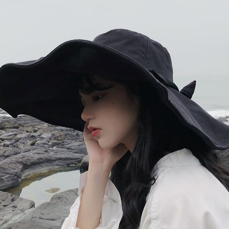 Nón Tai Bèo Vành Rộng 15cm Màu Sắc Đơn Giản Gấp Gọn Thời Trang Mùa Hè Phong Cách Nhật Bản