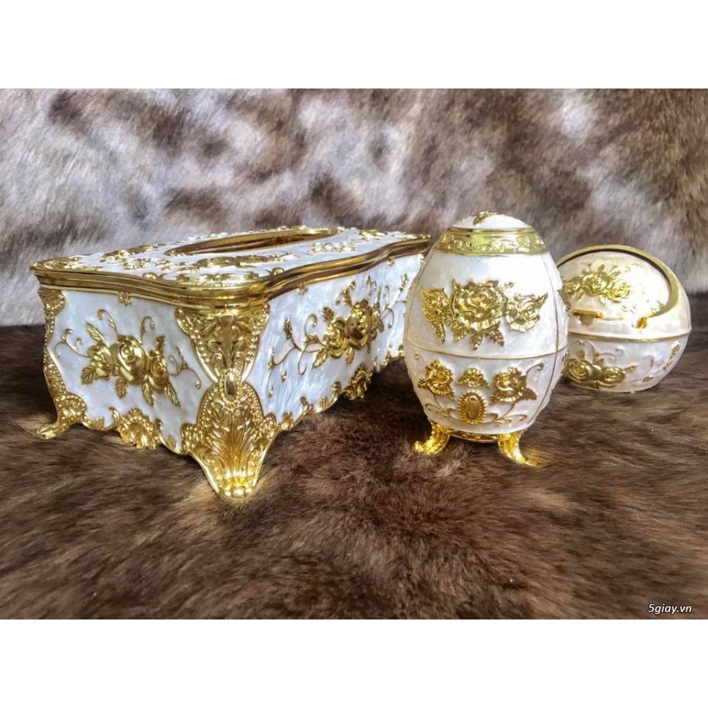 Hộp đựng giấy ăn - lọ tăm -gạt tàn - hộp chè phong cách mạ Vàng, Bạc cao cấp