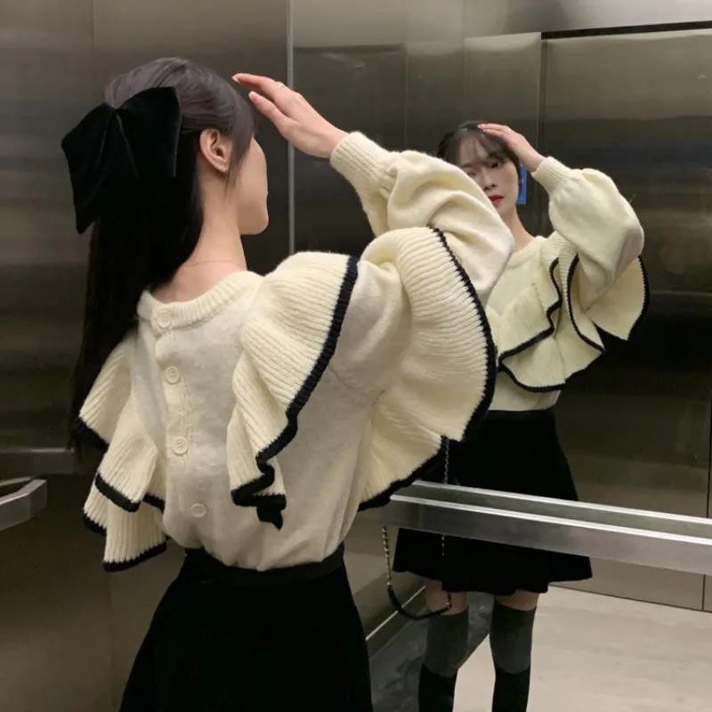 Áo Sweater Dệt Kim Dáng Rộng Phong Cách Phương Tây Thời Trang Mùa Xuân Mới