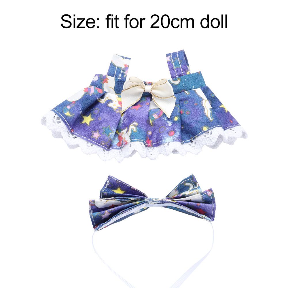 UPSTOP 1 Set 20CM Doll Dress Cartoon Pattern Outfit Cotton Stuffed Idol Dolls Accessories Changing Dressing Game Gift/Multicolor