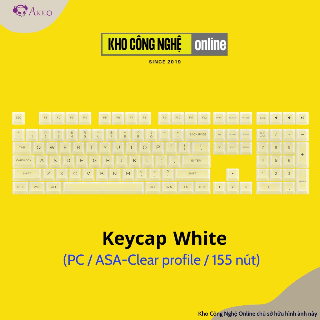 Bộ keycap AKKO trong suốt xuyên led AKKO Keycap set ASA Clear
