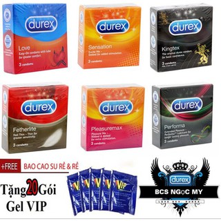 [DEAL HOT] Combo 6 Hộp Bao Cao Su Durex 18 Cái Tùy Chọn. Tặng 1 Hộp 20 Bao Gel Bôi Trơn VIP
