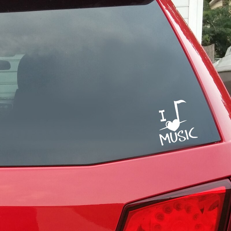 Decal Dán Trang Trí Xe Hơi In Chữ I Love MUSIC 13.6cm X 15CM