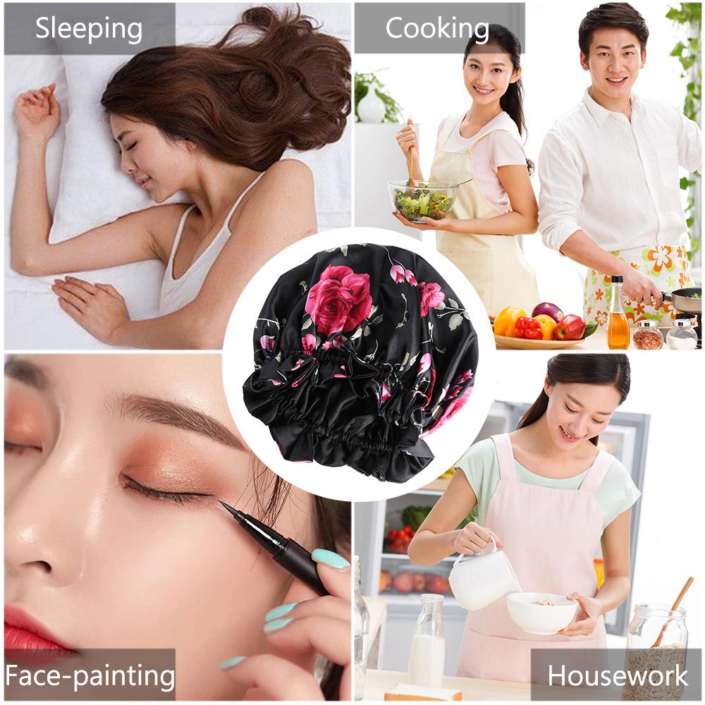 Mũ Trùm Tóc Bằng Lụa Co Giãn Hai Lớp Tiện Dụng Cho Nữ