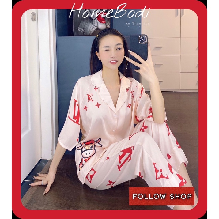 Bộ ngủ lụa pijama LV sang chảnh trẻ trung
