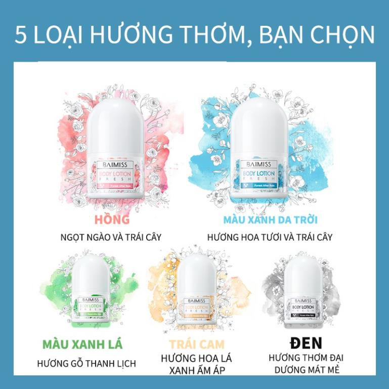 Chai Lăn Baimiss Khử Mùi 30ml 5 Loại Tùy Chọn Chống Mồ Hôi Vùng Dưới Cánh Tay