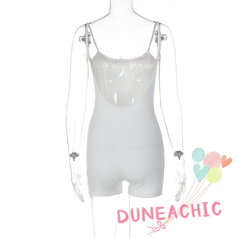 DUNEA DUNEA Áo Liền Quần Hai Dây Phối Ren Hở Lưng Gợi Cảm Cho Nữ