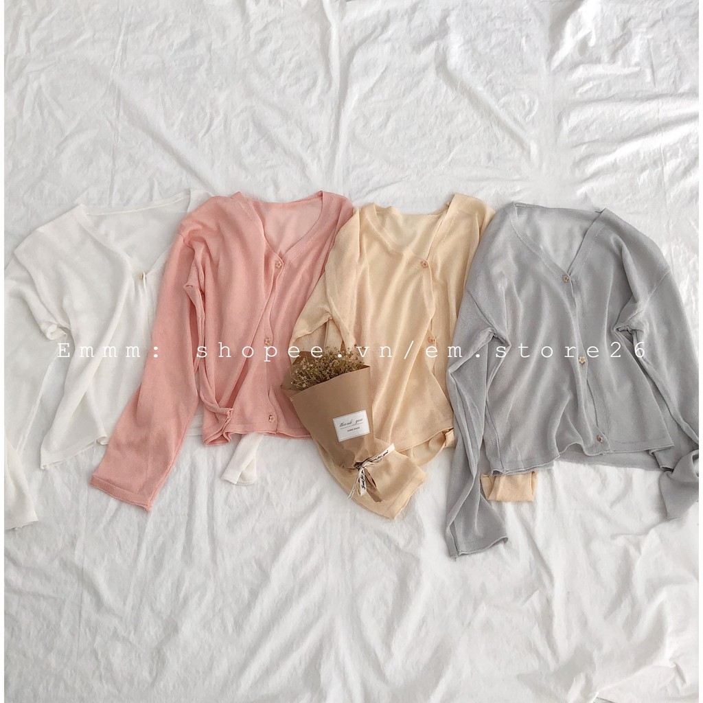 Áo cardigan len mỏng nút hoa hàng Quảng Châu Freesize | BigBuy360 - bigbuy360.vn