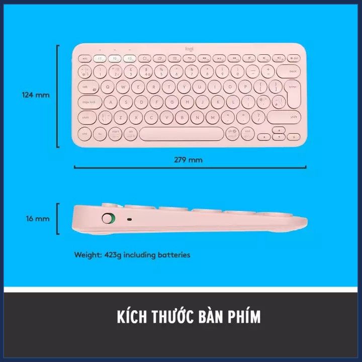 Bàn phím không dây bluetooth Logitech K380 kết nối 3 thiết bị - Bảo hành 12 tháng chính hãng