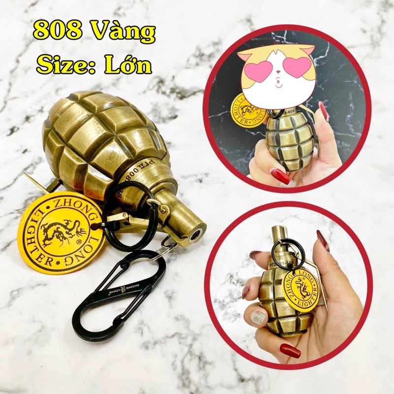 Móc Khoá Kim Loại Hình Trái Lựu Hồ Lô 808 - Trái Lựu Khía - Trơn