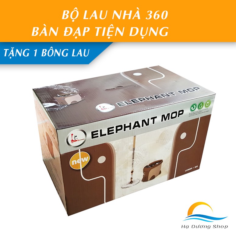 Bộ lau nhà 360 độ Thái Lan LK Elephant Mop van gạt xả đáy thông minh cây lau inox cao cấp HDS017