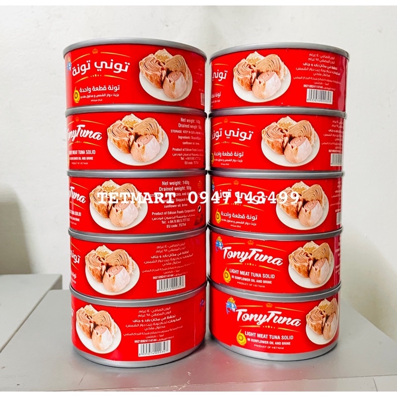 10 hộp cá ngừ ngâm dầu Tony Tuna 140g hàng xuất khẩu