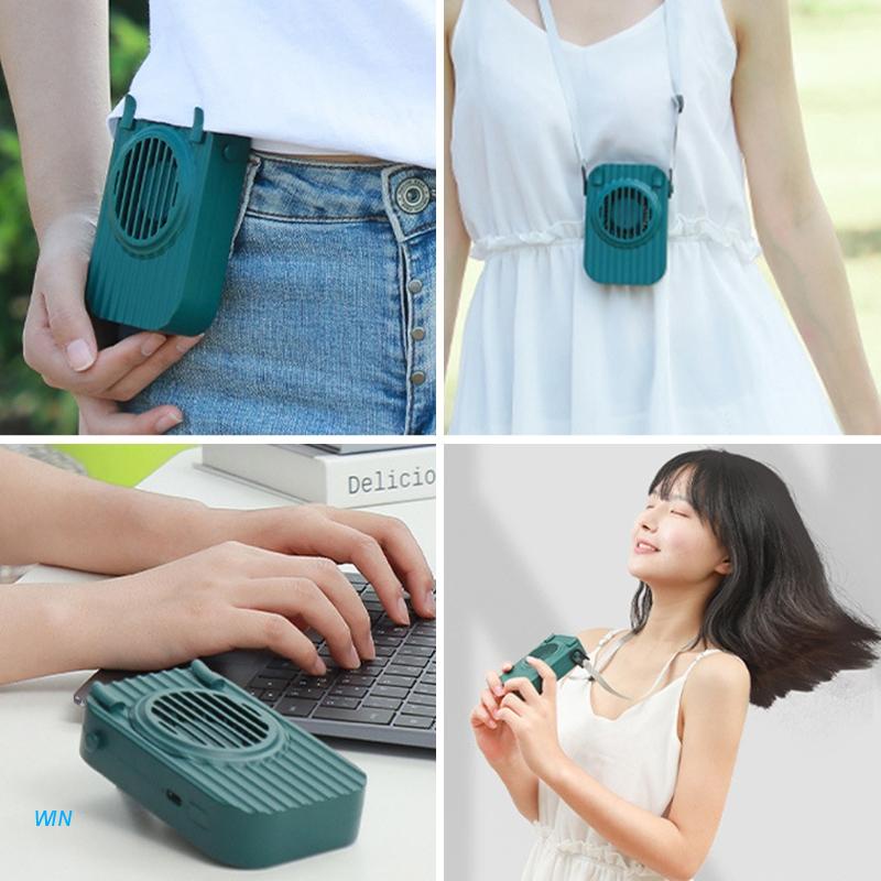 Quạt thể thao đeo cổ sạc cổng USB có đèn LED