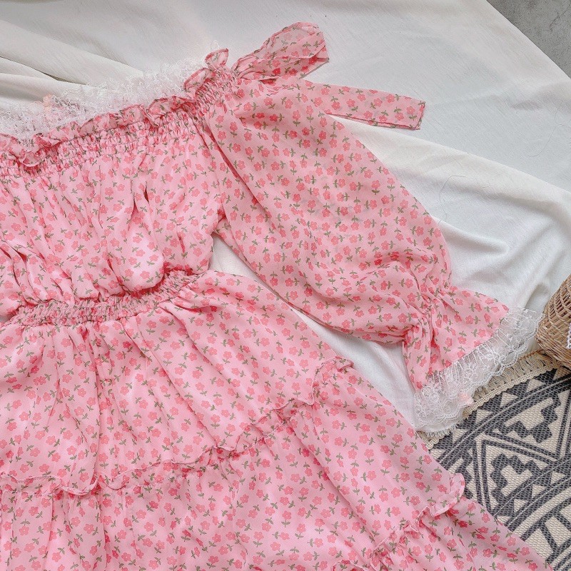 ĐẦM RỚT VAI HOA HỒNG NƠ