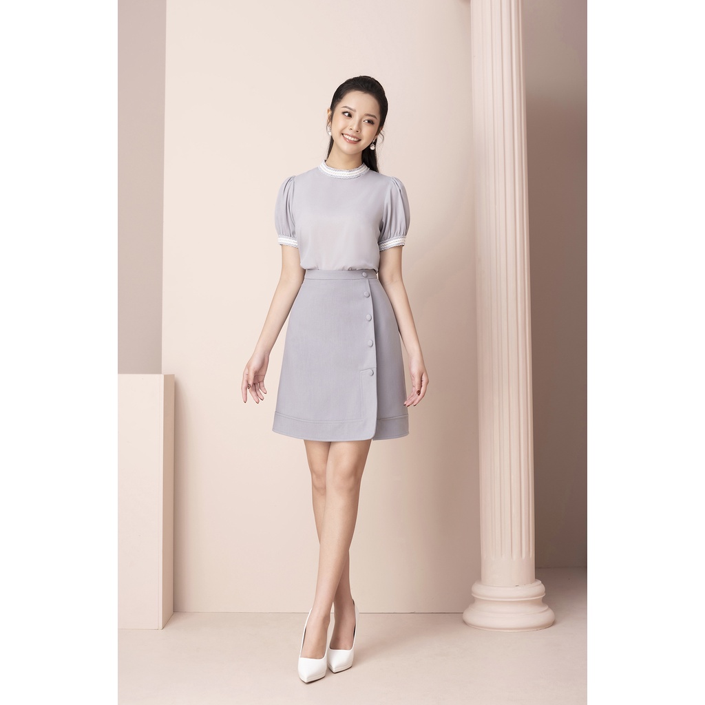 Chân Váy Chữ A Công Sở LUPERI LFCV5109 Thiết Kế Dải Cúc Tinh Tế, Vải Cotton Nhẹ Mát, Không Nhăn, Không Xù