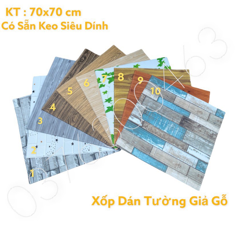 [Mã LIFEHLDEC giảm 10% đơn 99k] XỐP DÁN TƯỜNG 3D GIẢ GỖ KÍCH THƯỚC 70X70 CM LOẠI 1 CAO CẤP