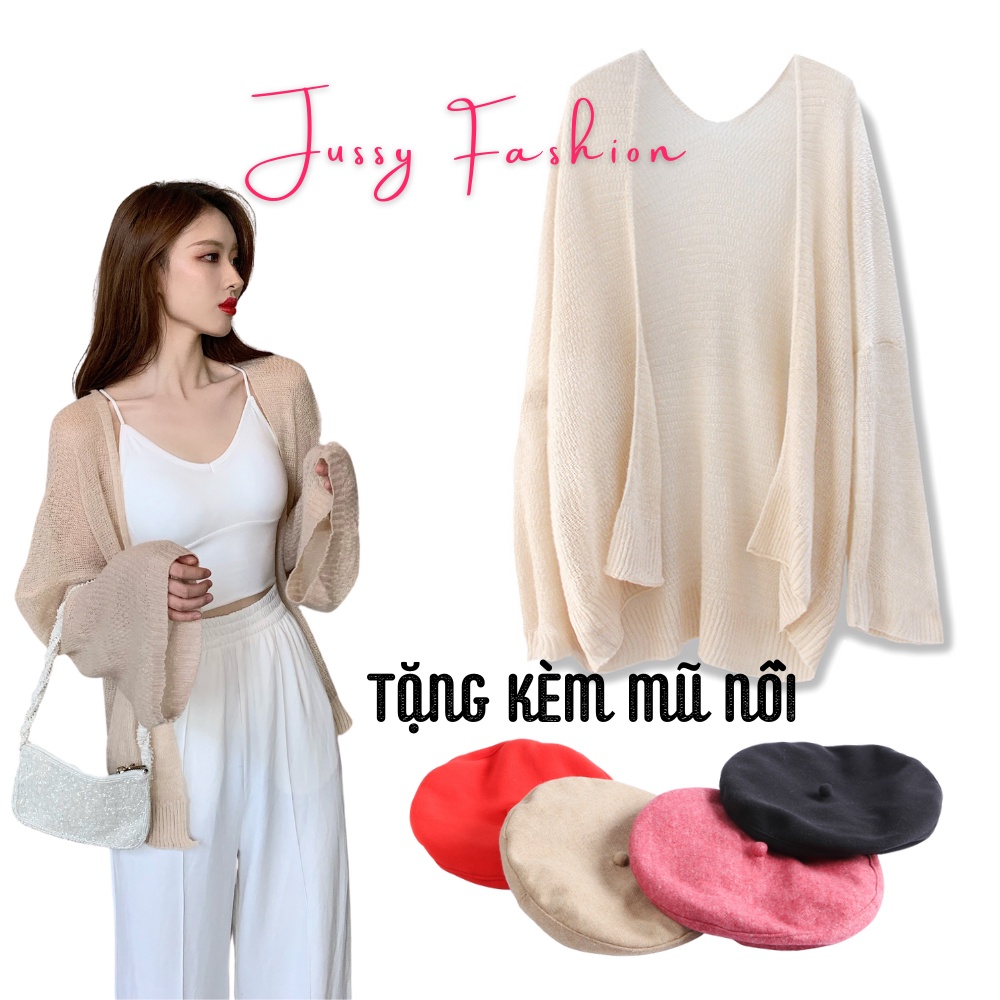 Áo Khoác Cardigan Len Mỏng Jussy Fashion Phong Cách Áo Len Ulzzang Cho Nữ Nhiều Màu Hot