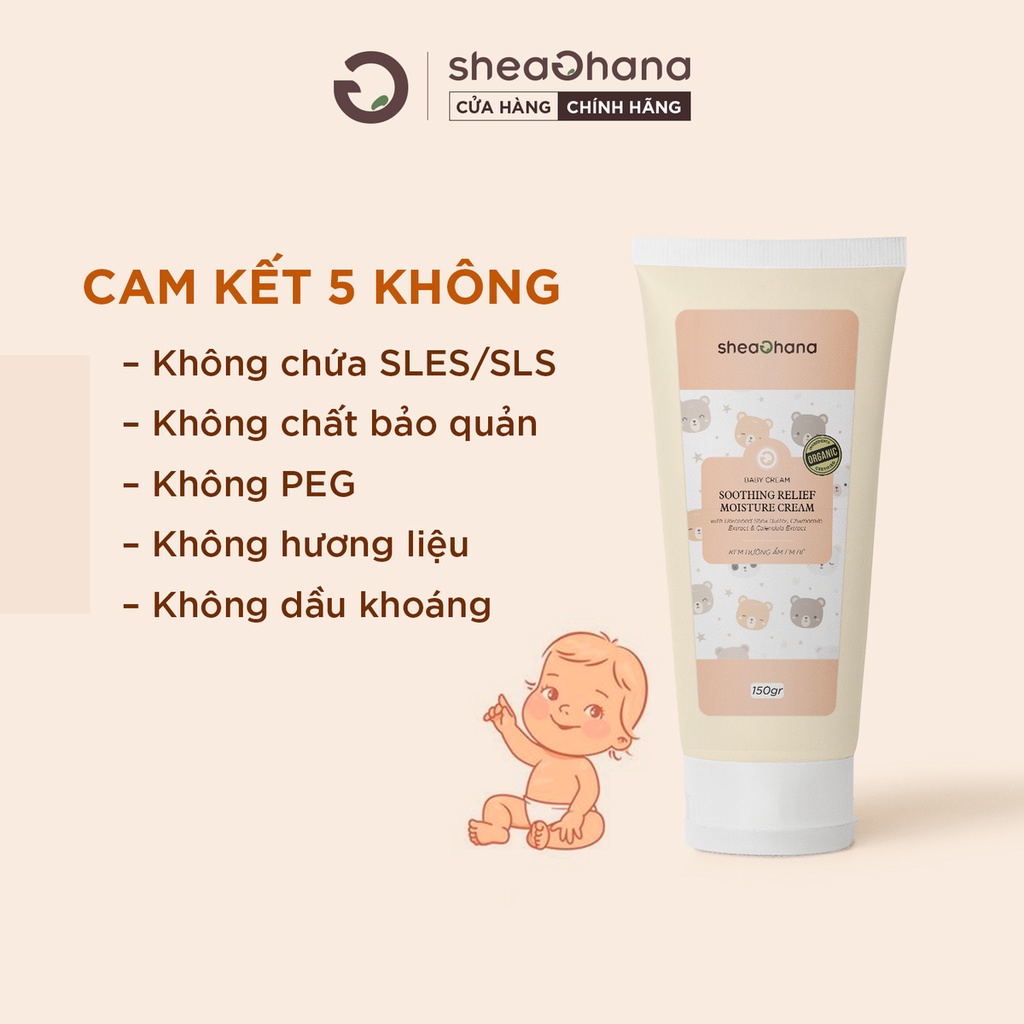 Kem dưỡng ẩm dịu nhẹ em bé SheaGhana Soothing Relief Moisture Cream 150gr