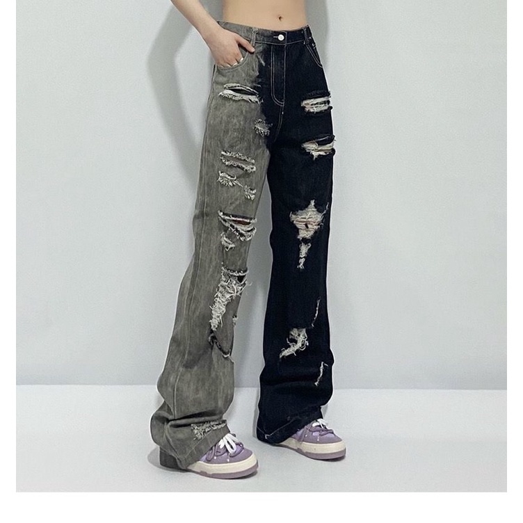 Quần jean Phong các Micro-flare, Quần jean rách 2 màu ống