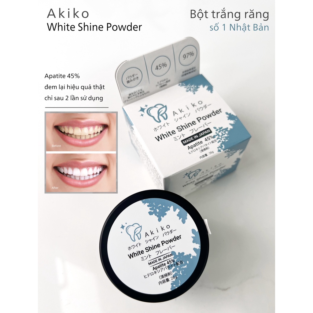 Bột trắng răng Akiko White Shine Powder nhật bản