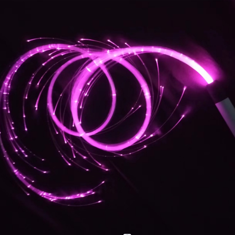Disco Dance Party Whip LED Fiber Optic Dancing Battery Power 7 Colors 4 Glowing Modes Sparkle Flow Toy 360° Swivel Rave EDM